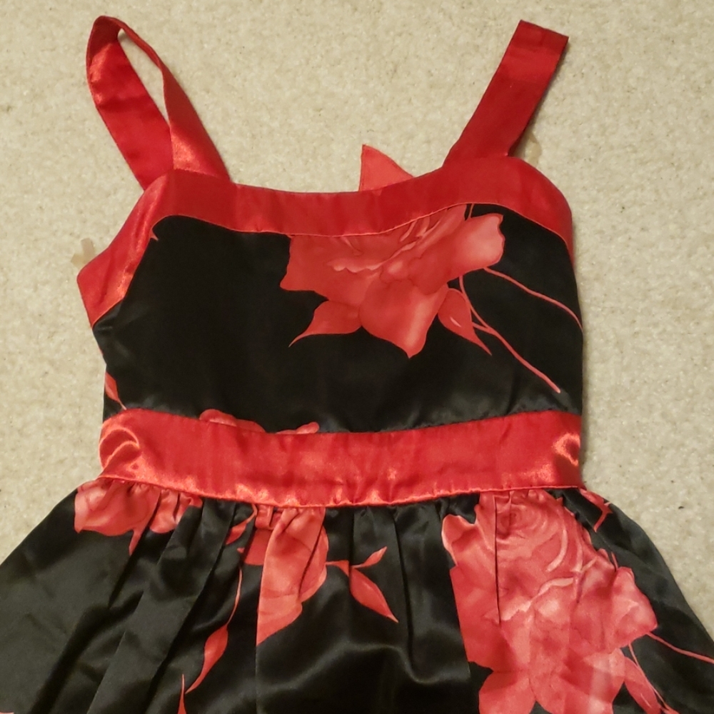 Girl's Red Roses Dress - Picture 3 of 4